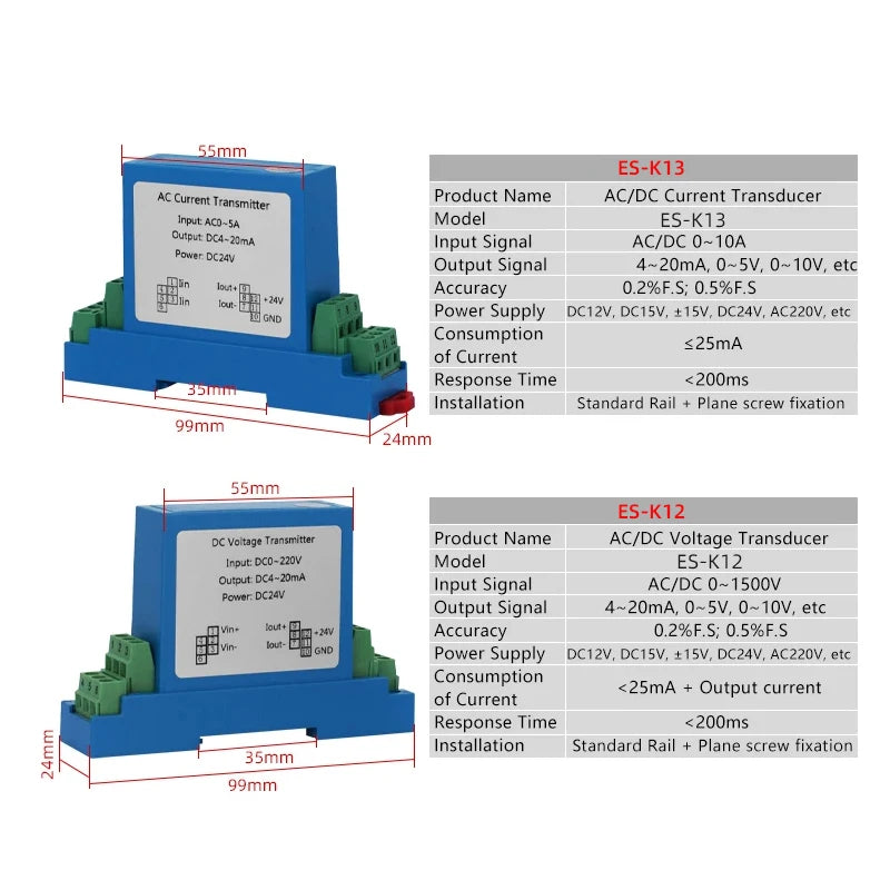 DC Current Transmitter 1V/5V/10V Volatge Transducer Factory Supply Current Sensor current transmitter power 12/24V