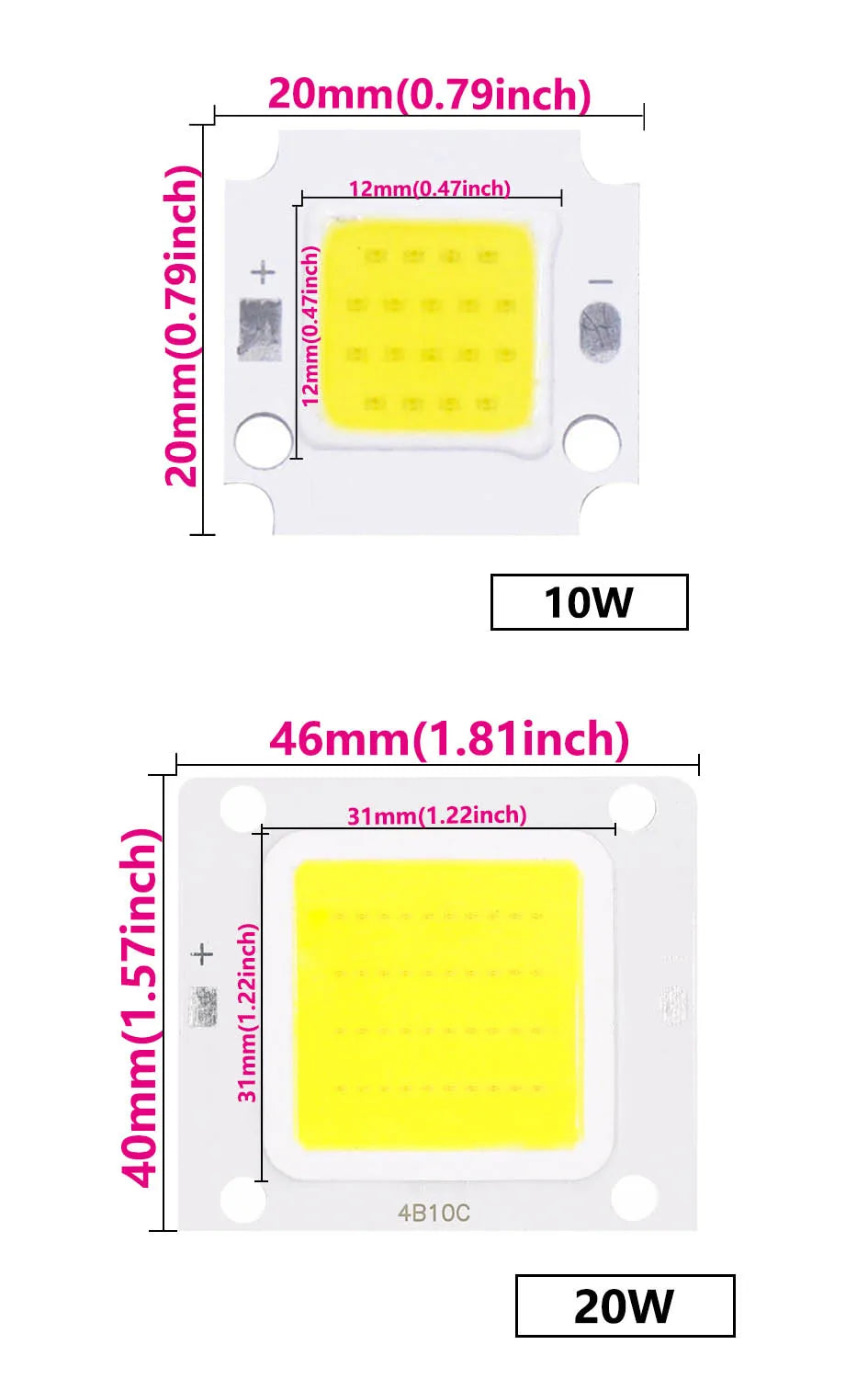 10Pcs Super Power LED Chip 100W 70W 50W 30W 20W 10W 27-36V For Floodlight Spotlight Bulbs Diode LED Ceiling Light Lamp Source