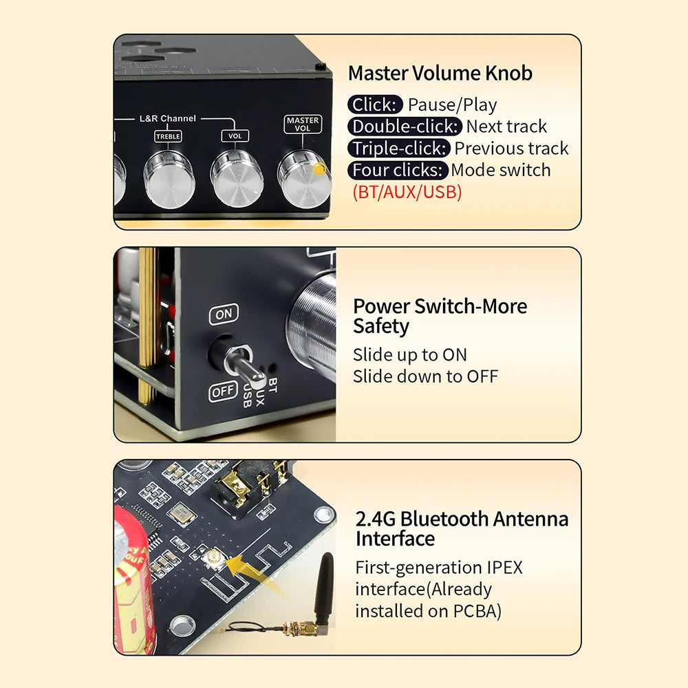 XY-DP600H High-Power Bluetooth Digital Sound Amplifier Board 2.1 Channel Subwoofer 300W*2+600W TPA3255 Chip for Home DIY Speaker