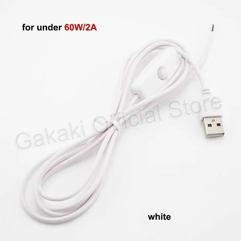 LED Strip USB Connector Cable Extension 2 Pin Power Supply Wire On/Off Switch Electrical 5V Wire For LED Lighting