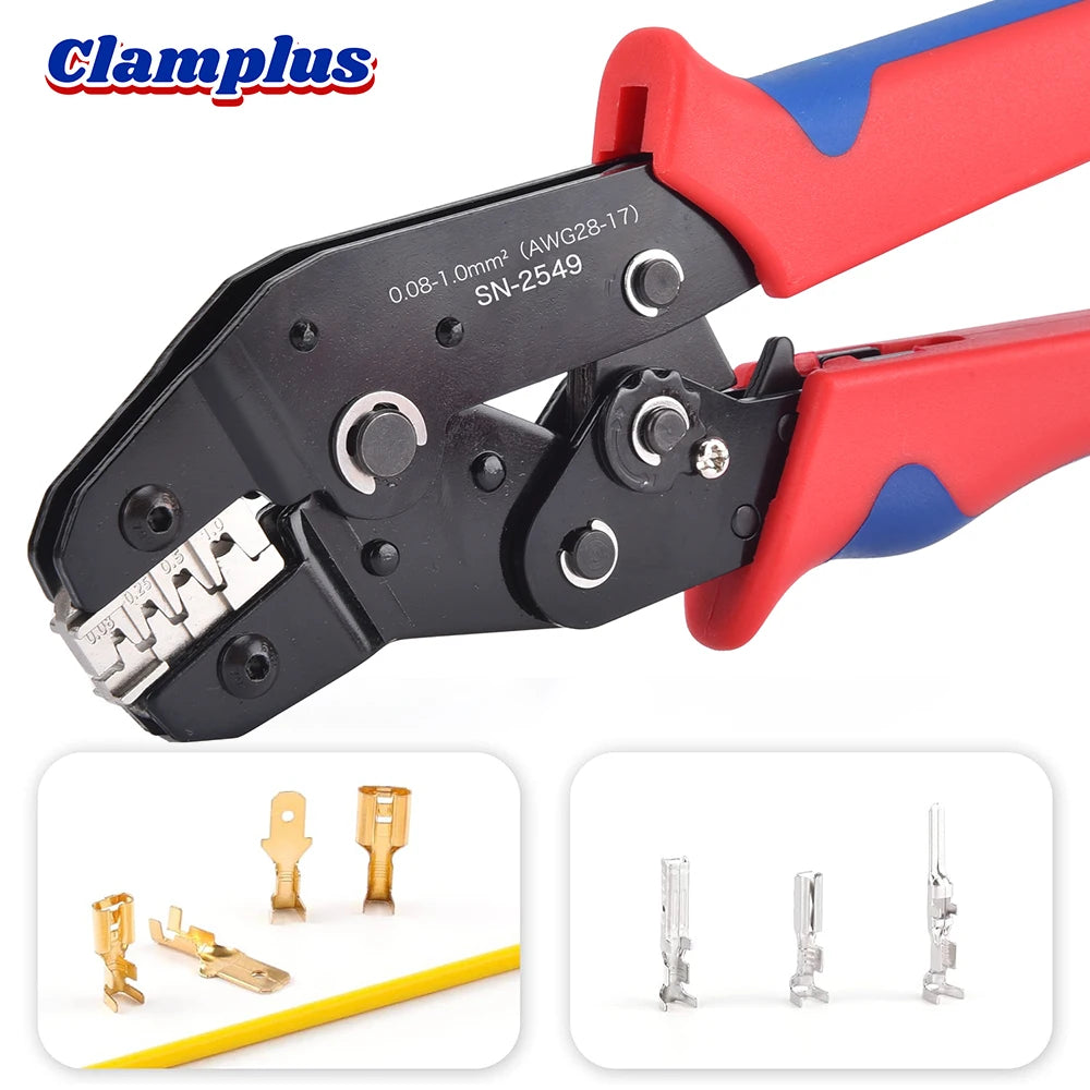 SN-2549 Ratcheting Crimper Tool for Dupont/PH2.0/XH2.54/VH3.96 Terminals, Wire Crimping Pliers Electrical Connector Clamp