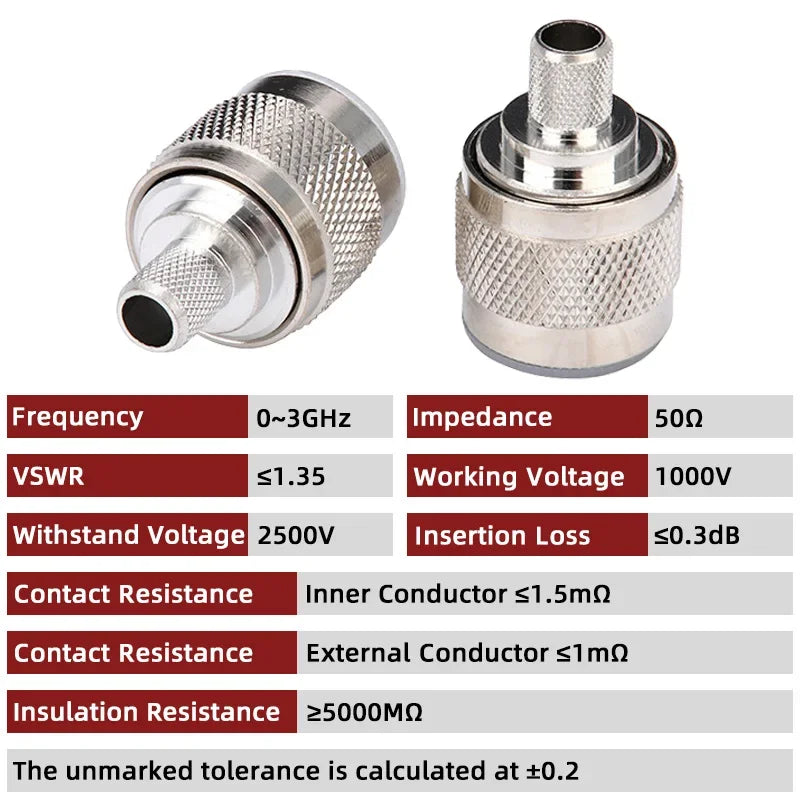 N Male Plug L16 N Crimp Solder for RG59 LMR240 CNT240 RF Connector Nickel Plated Brass 50ohm Coax Wire Coaxial Cable