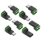 USB C to 2Pin Terminal Adapter Screw Solderless Plug Type-C to 2 Pin Crimp Terminal Block 5V Charging Conversion