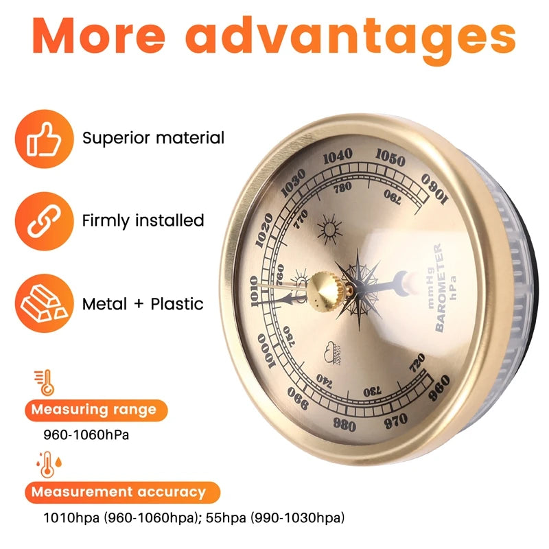 MALL 70Mm Atmospheric Home Barometer Weather Forecasting Instrument Aneroid Barometer Gas Pressure Gauge