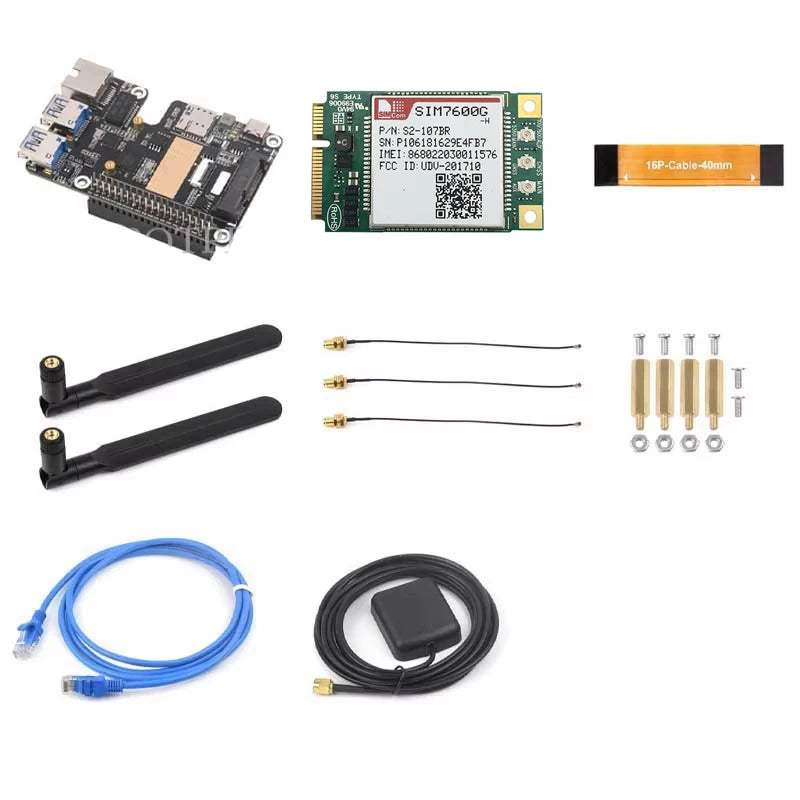 Raspberry Pi 5 PCIe to MiniPCIe 4G Gigabit Ethernet RJ45 USB HUB HAT With LTE Module SIM7600E SIM7600SA-H SIM7600G EC25-AUX EG25