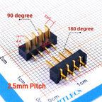 5 Pairs Pitch 2.5 mm 2 3 4 5 6 7 8 9 10 11 Positions Female Blade Socket Male Header Battery Connector Right Angle Straight