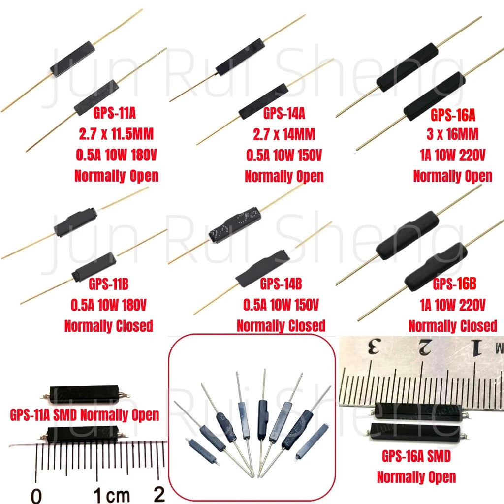 100PCS Plastic Magnetic Contact Reed Switch GPS-16A/16B/14A/14B/11B/11A SMD Normally Open Normally Closed NO NC Induction Sensor