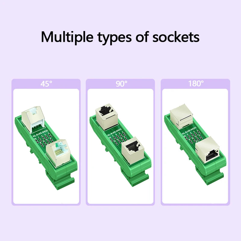 1PCS Din Rail Mounting RJ45 Female To Female Splitter Board RJ45 45 Degree Breakout Board