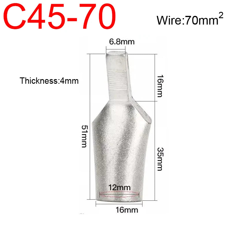 C45 4/6/10/16/25/35/50/70/95mm2 Cable Wire Copper Circuit Breaker Lug Insert Needle Pin Plug Cord End Connector Crimp Terminal