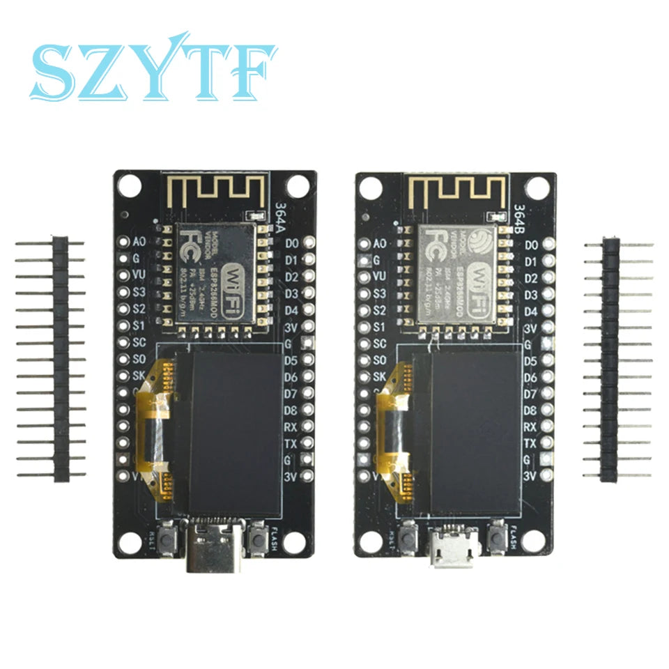 Nodemcu WiFi ESP8266 Development Board 0.96 Inch OLED Micro Type-C For Arduino