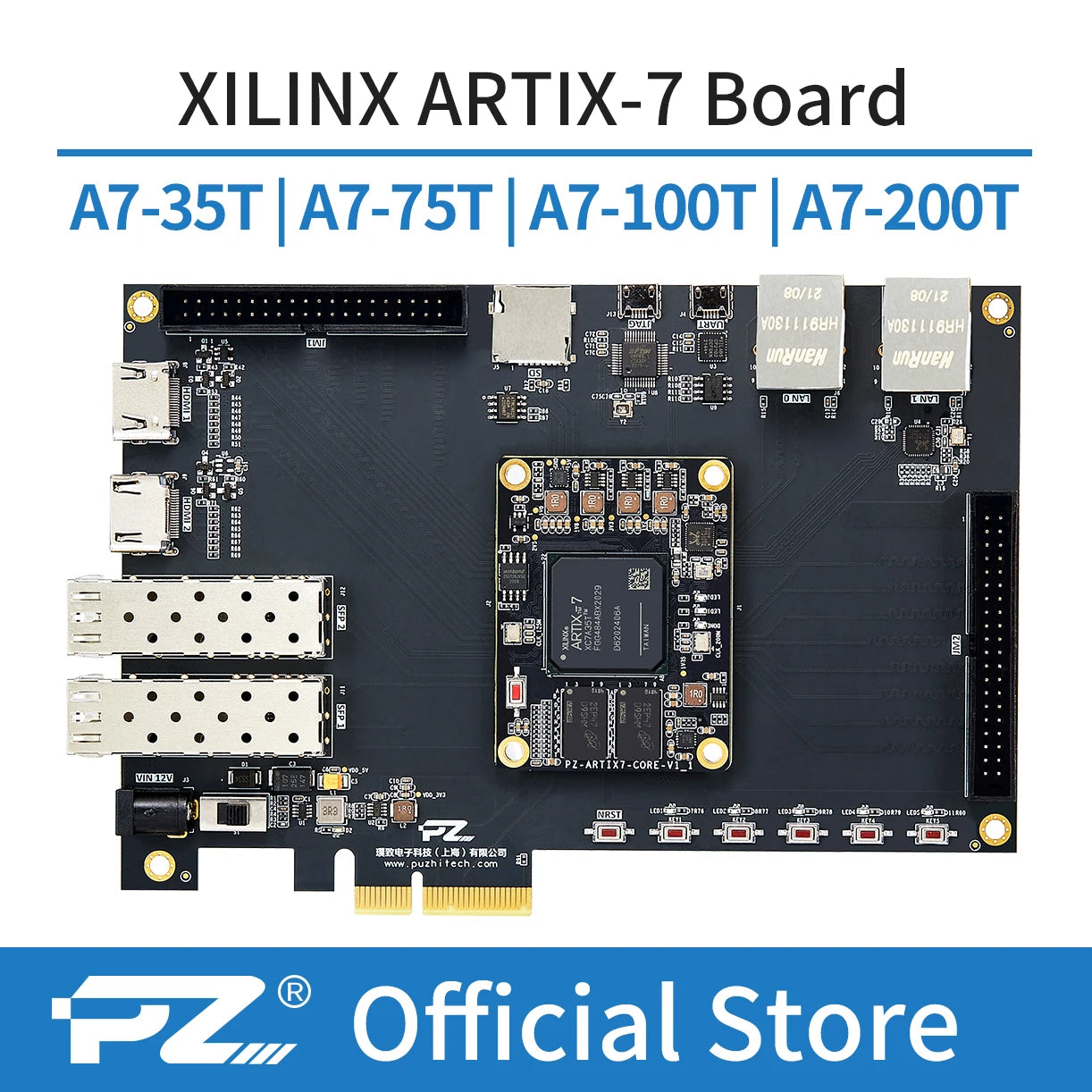 PUZHI SoM 7A035 7A075 : Xilinx SoC Artix 7 35T 75T FPGA Core Board Industrial Grade System on Module