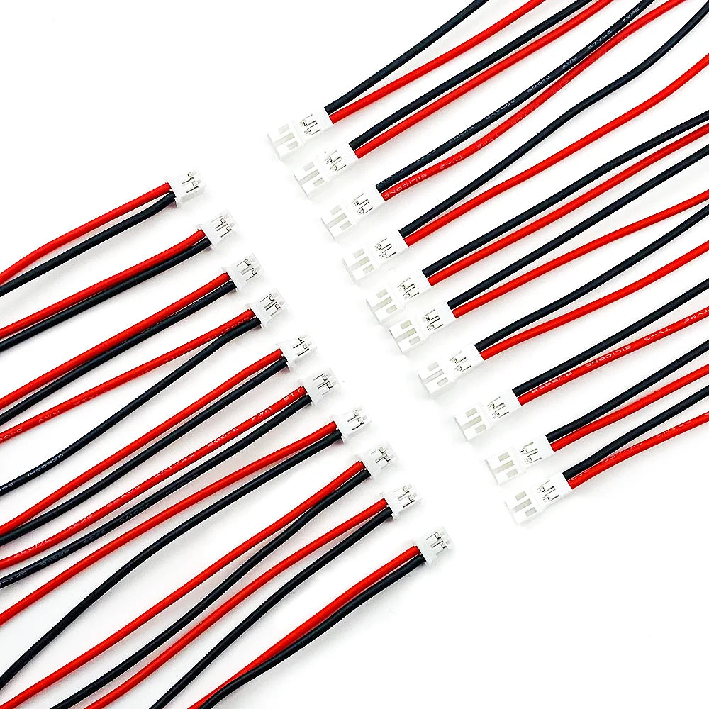 JST PH 2.0mm Pitch 2 Pin Male Female Cable Connector Micro PH 2.0 2P Plug Jack Socket with Soft Silicone Wire Cables 10CM 22AWG