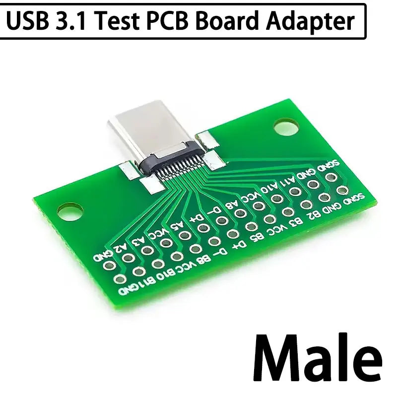 Type-C Male to Female USB 3.1 Test PCB Board Adapter Type C 24P 2.54mm Connector Socket For Data Line Wire Cable Transfer