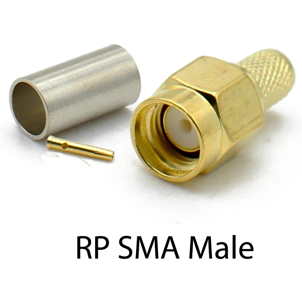 SMA Male Female RP-SMA Plug Connector Nut Bulkhead Crimp 50-3 RF Coax Adapter For RG58 RG142 RG400 LMR195 RG223 Coaxial Cable