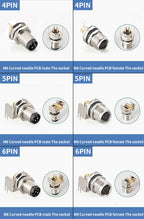 5/10 PCS M8 Male/Female Curved Straight Jack Socket 3 4 5 6 8 Pin Solder IP67/68 Waterproof PCB Panel Connector