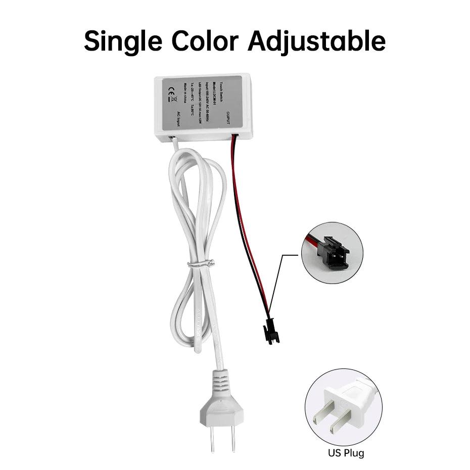 Bathroom Mirror Touch Sensor Switch AC110-220V to DC12V 1A with Infinite Dimming Control for Makeup Mirror Backlight Decoration