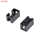 5/10pcs Dip 6/10/20/26/34/40 Pin 2.54mm Pitch Male Socket Straight Idc Box Headers Pcb Connector Double Row 10p/20p/40p/50p Dc3
