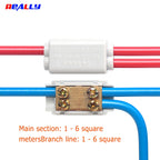 Parallel Wire Splitter Without Cutting, High-Power T-Type Main Branch Terminal Block, 1-In 2-Out for 1.5-6-10-16mm² Cables