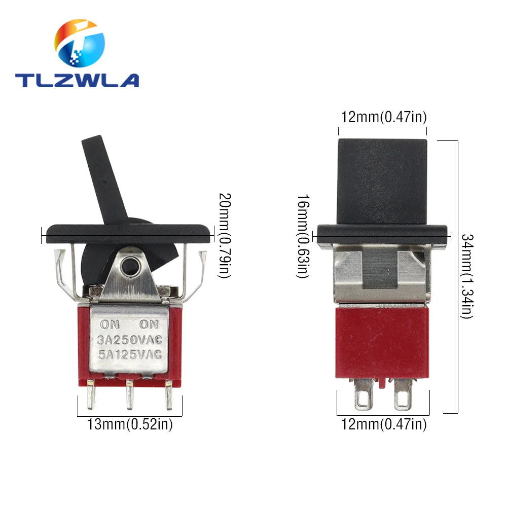 1PCS SH T80-R Series Mini Paddle Toggle Switch Square Snap-in Panel Mount 5A/125VAC