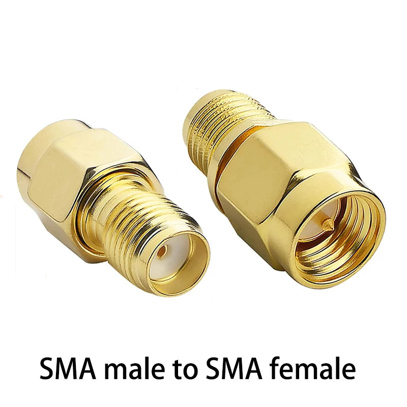 1PC RP-SMA Male to RP SMA Female Straight Threaded Connector RF Coaxial Adapter Copper Gold Plated