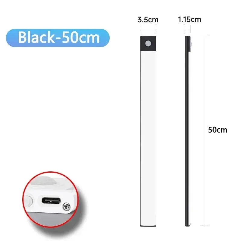 1Pc Cabinet Light USB Rechargeable Motion Sensor Ultra-thin Night Light For Home Corridor Stairs Kitchen Bedroom Wardrobe Indoo