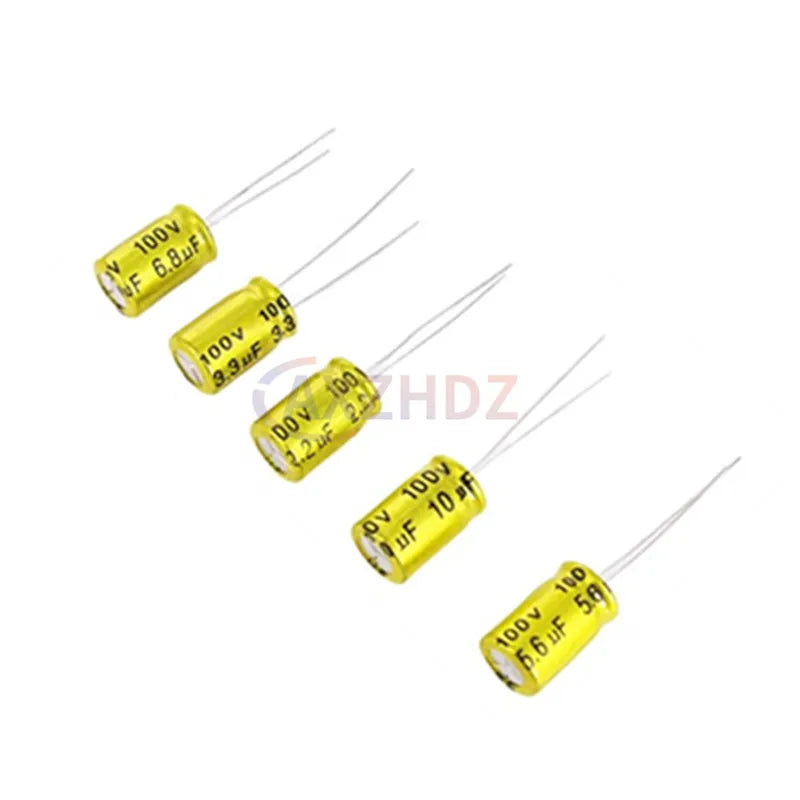 10PCS Audio Frequency Nonpolarity NP Electrolytic Capacitor 100V 1uF 1.5uF 2.2uF 3.3uF 4.7uF 5.6uF 6.8uF 10uF 22uF 33uF 47uF