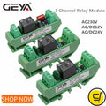 GEYA 1 Channel Relay Module AC/DC5V 48V 24V 12V 110VAC 230VAC Din Rail Mounted GSM Relay Control Timer Module