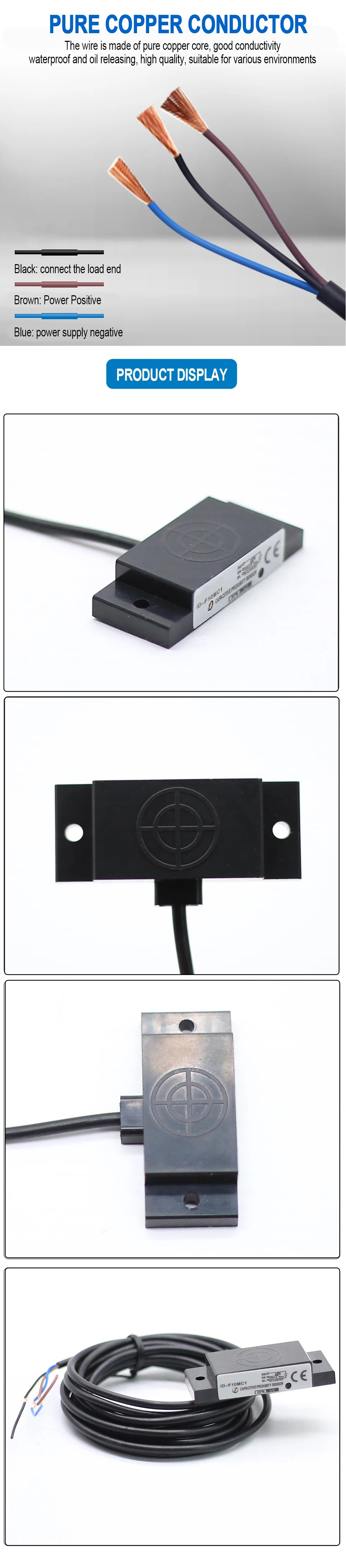 AUCHTEL Square Capacitive Proximity Switch Sensor E2K-F10MC1 Level Non-metallic Detection Sensor Three-wire NPN PNP