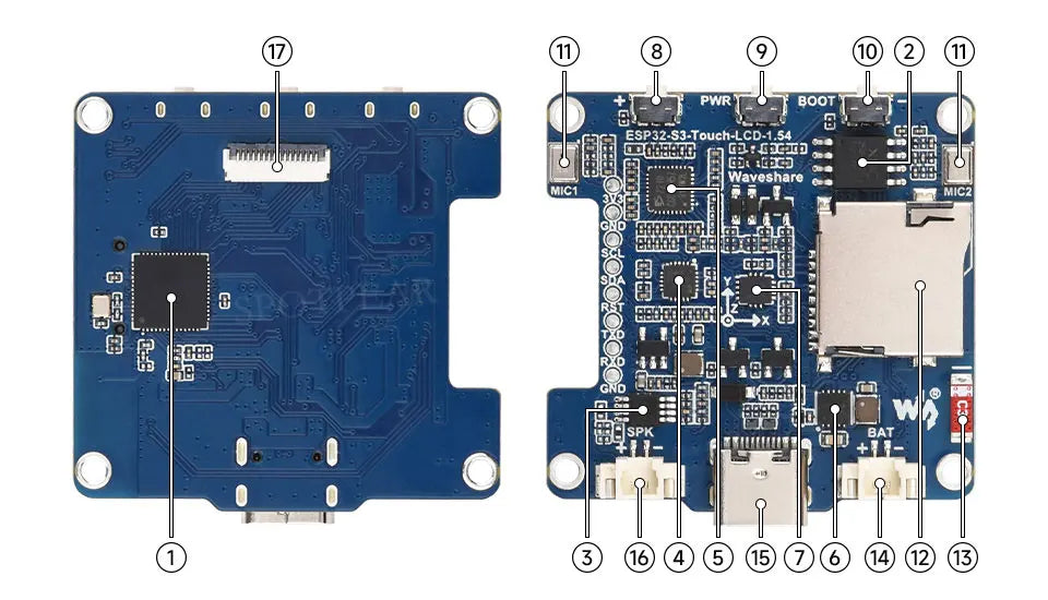 ESP32-S3 1.54" IPS LCD Development Board N16R8 Type-C WiFi Bluetooth DeepSeek AI Voice Interaction DIY Maker Kit Optional Touch