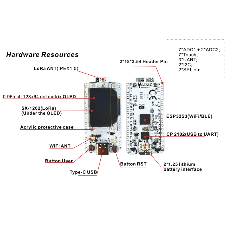 1 Set Heltec ESP32 LoRa V3 Module Board SX1262 CP2102 Meshtastic LoRaWAN IoT Node With 915 MHz Antenna Protect Case