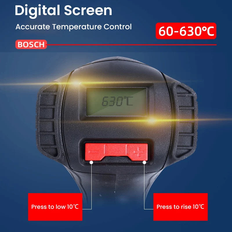 Bosch GHG20-63 Heat Gun Heavy Duty Plastic Welding Guns Digital Temperature Display Film Shrinking Sealing Thawing Paint Removal