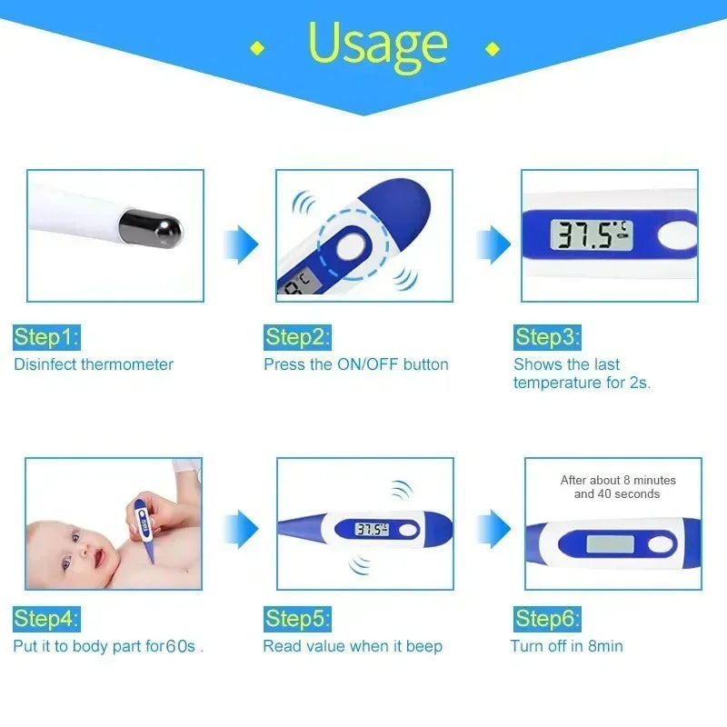Professional Animal Digital Thermometer with Soft Probe Blue Digital Pet Dog Cat Veterinary Thermometer Waterproof Equipment