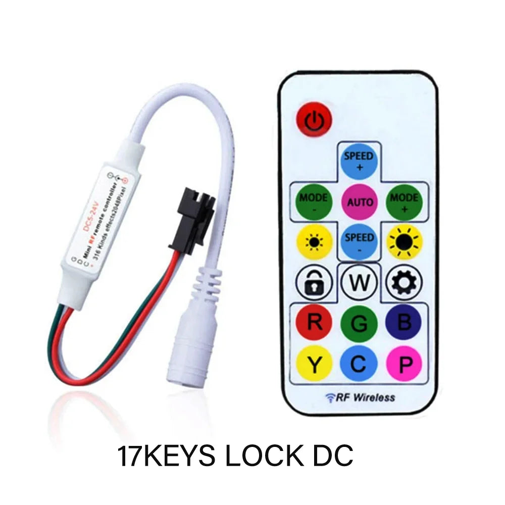 WS2811 WS2812B WS2813 WS2815 LED Pixels Strip Light Controller 3/4PIN USB/DC RF 14/17/21Keys LED Tape Remote Controller DC5-24V