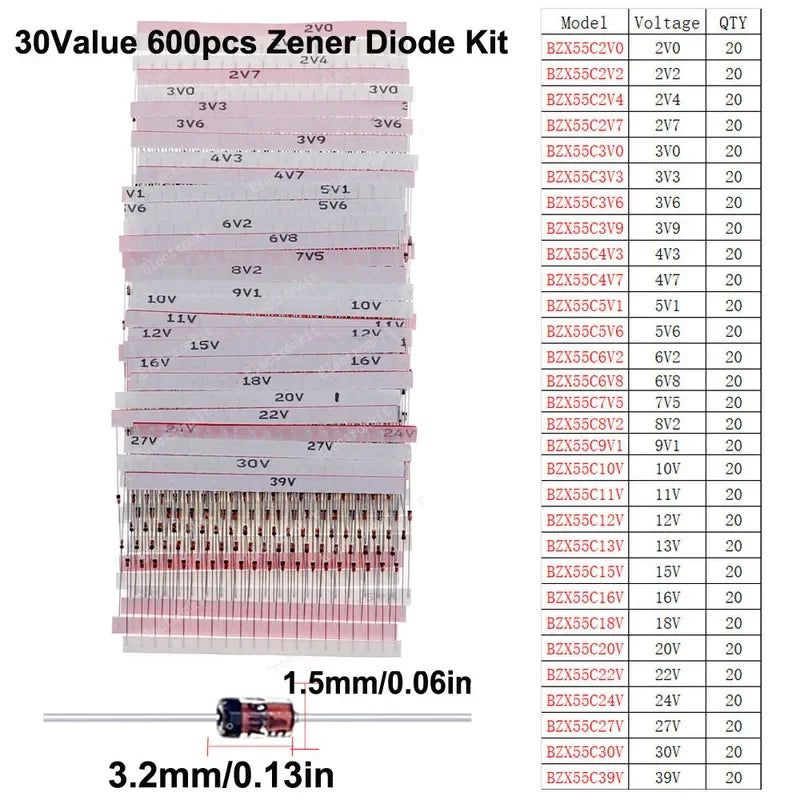 DIP SMD Zener Diode TVS Diodes Fast Switching Schottky Diode Assorted Kit DIY Mix Electronic set