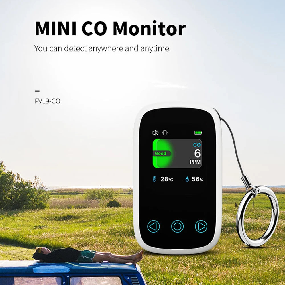 3 in 1 Air Quality Tester CO Gas Thermometer Hygrometer Auto Brightness Carbon Monoxide Detector NDIR Sensor LCD Display
