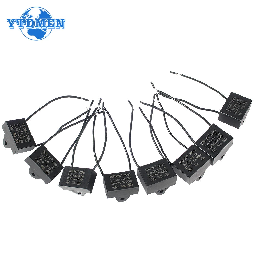5PCS CBB61 Capacitor 450vac Fan Starting Capacitors 450V 0.8uF 1uF 1.2uF 1.5uF 2uF 3uF 4uF 4.5uF 5uF 6uF 7uF 8uF 10uF