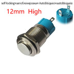 1PC 12mm 2Pin Metal Button Switch Fixed Latching No Light Waterproof Metal Push Button Self-locking Car Dashboard High Flat Head