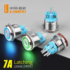 LANBOO 22B2 Economy Metal Pushbutton Switch / 1NO1NC / Momentary or Latching Available. Ring/Power Supply Button