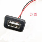 2.0 USB Female Base 2P/4P Direct Pressure Buckle Welding Wire Type A-Port Waterproof Socket Charging Female Plug