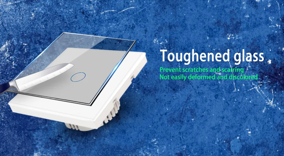 UBARO EU/UK Standard Crystal Tempered Glass Wall Panel Light Touch Switch Led Indicator Sensor Electrical Button 1/2/3Gang 220V