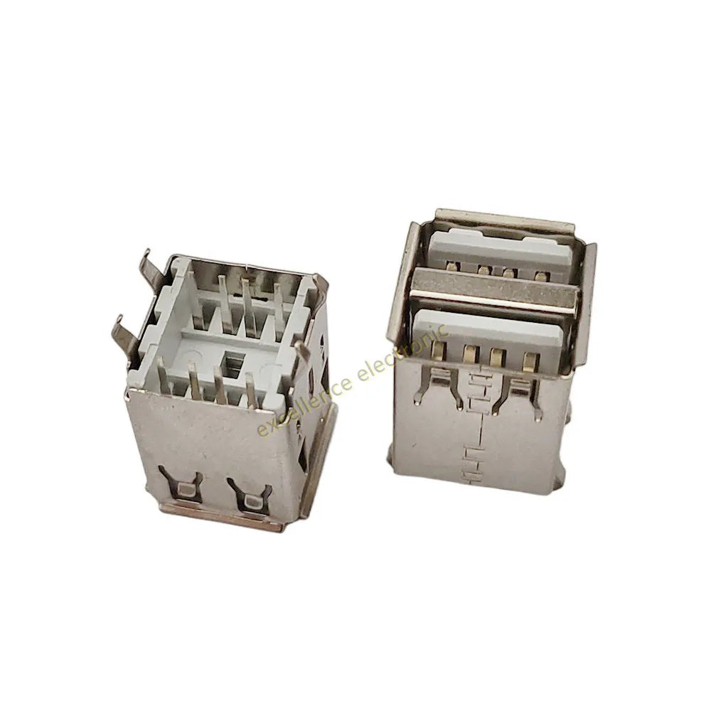 5/10Pcs Double USB Type A Female Solder Jacks Connector PCB Socket USB-A Type 90 Degrees / 180 Degrees Adapter