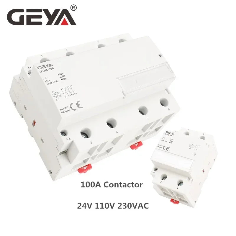 GEYA GYHC 4Pole 100A Modular Contactor 4NO 2NO2NC 3NO1NC 220V Automatic Household Contactor 100A Din Rail Type
