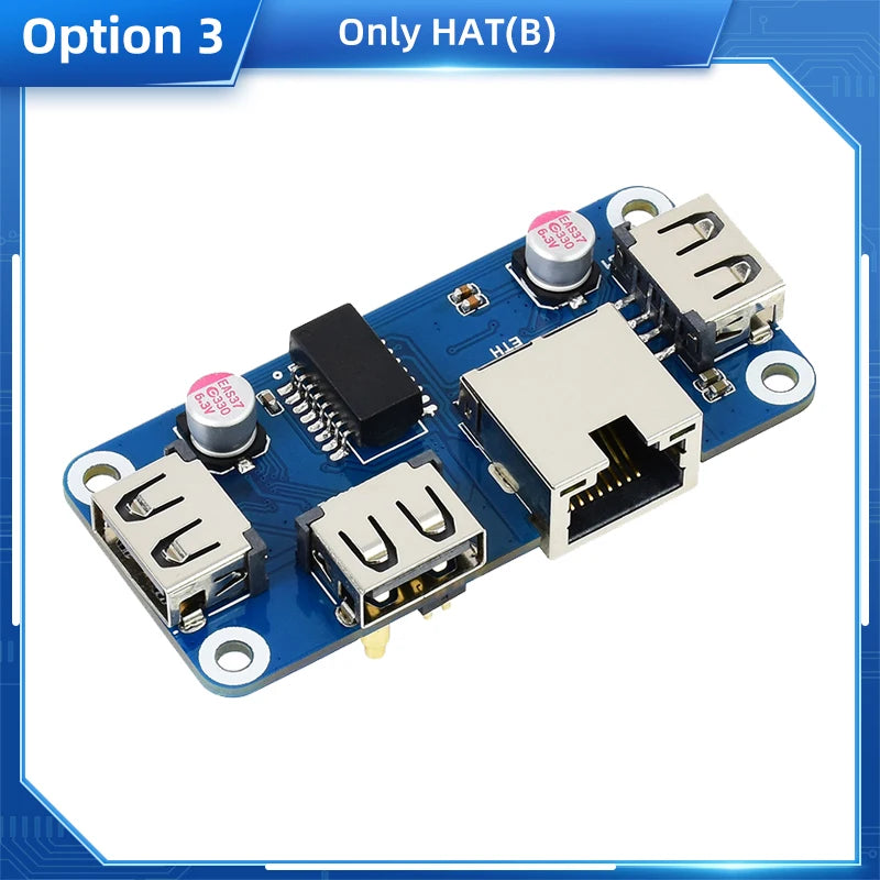 Raspberry Pi PoE Ethernet USB HUB HAT 3 X USB 2.0 Ports RJ45 802.3af RTL8152B Compatible for Raspberry Pi Zero W WH 1.3