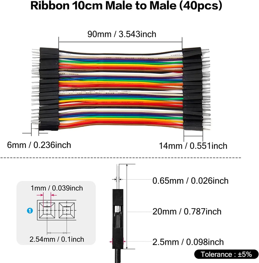 40PIN 20/10CM Dupont Cable Male to Male Female Jumper Wire for Arduino DIY Kit 3 Different Connections for Electronics Projects