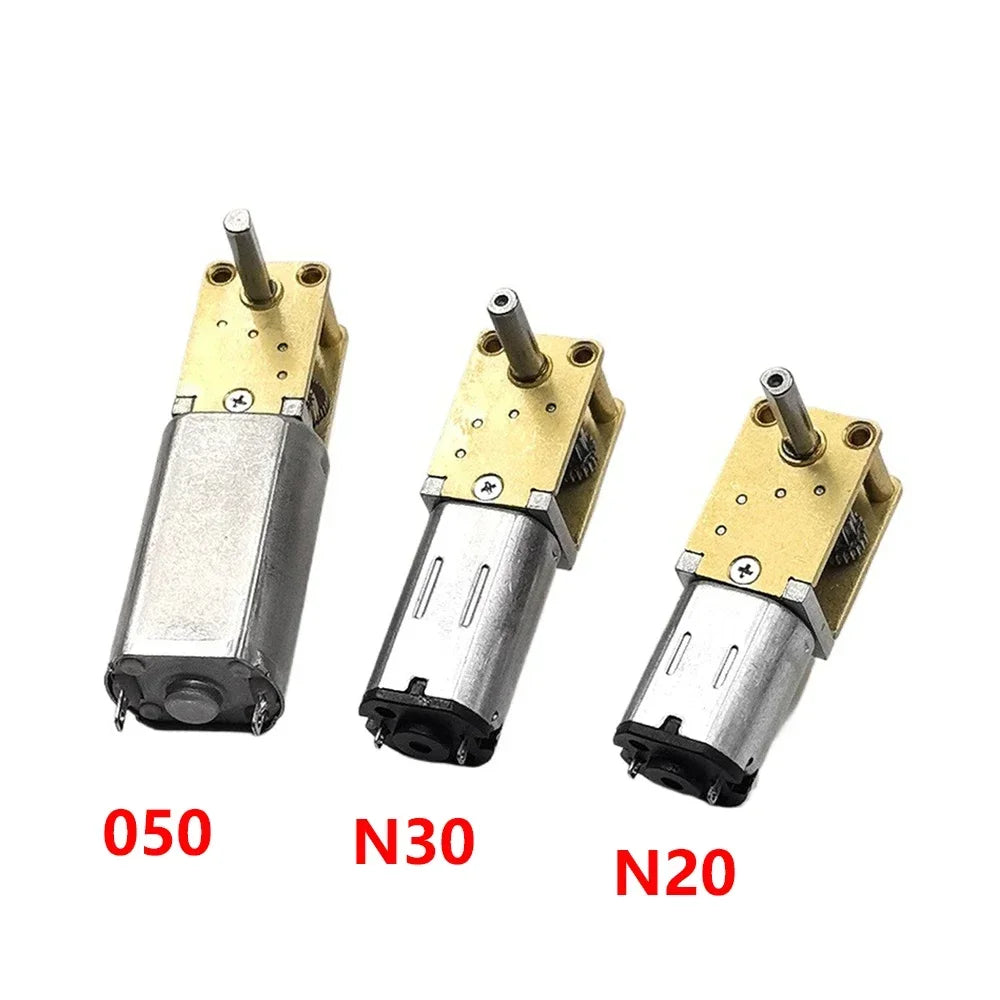 Micro 050/ N30/ N20 Worm Gear Motor DC 3V-12V 4RPM-381RPM Slow Speed Metal Gearbox T-shaped Dual Shaft Engine DIY Toy Car