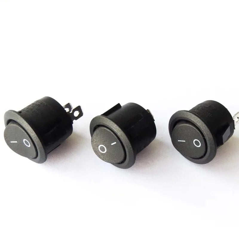 5/20pcs Round Rocker Power Switch 6A 250V 2 Pin 2 Position ON OFF Boat Toggle Switches SPST Black Button Mini Round