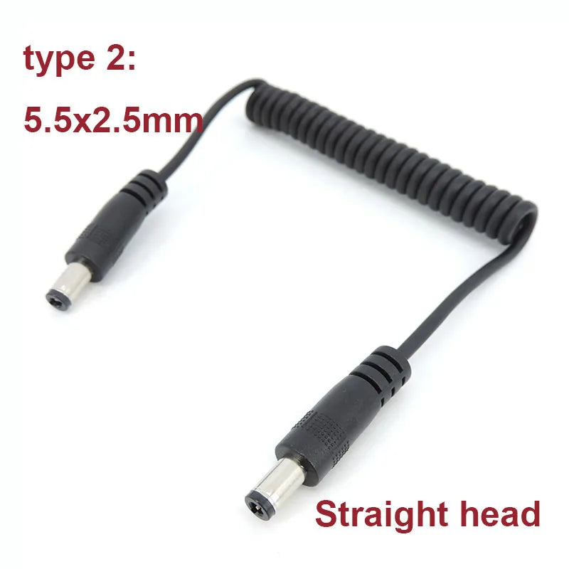1m DC male to male right Angel Spring Cable connector 5.5mm x 2.1mm straight Plug Power charger 5.5 x 2.5 2.1 mm Extension Cord