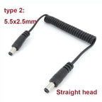 1m DC male to male right Angel Spring Cable connector 5.5mm x 2.1mm straight Plug Power charger 5.5 x 2.5 2.1 mm Extension Cord