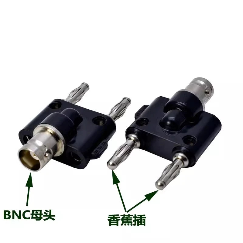 Q9 BNC Banana To Two Dual 4mm Banana Male Female Jack Coaxial Connector BNC Tee Type 3Way Splitter RF Adapter