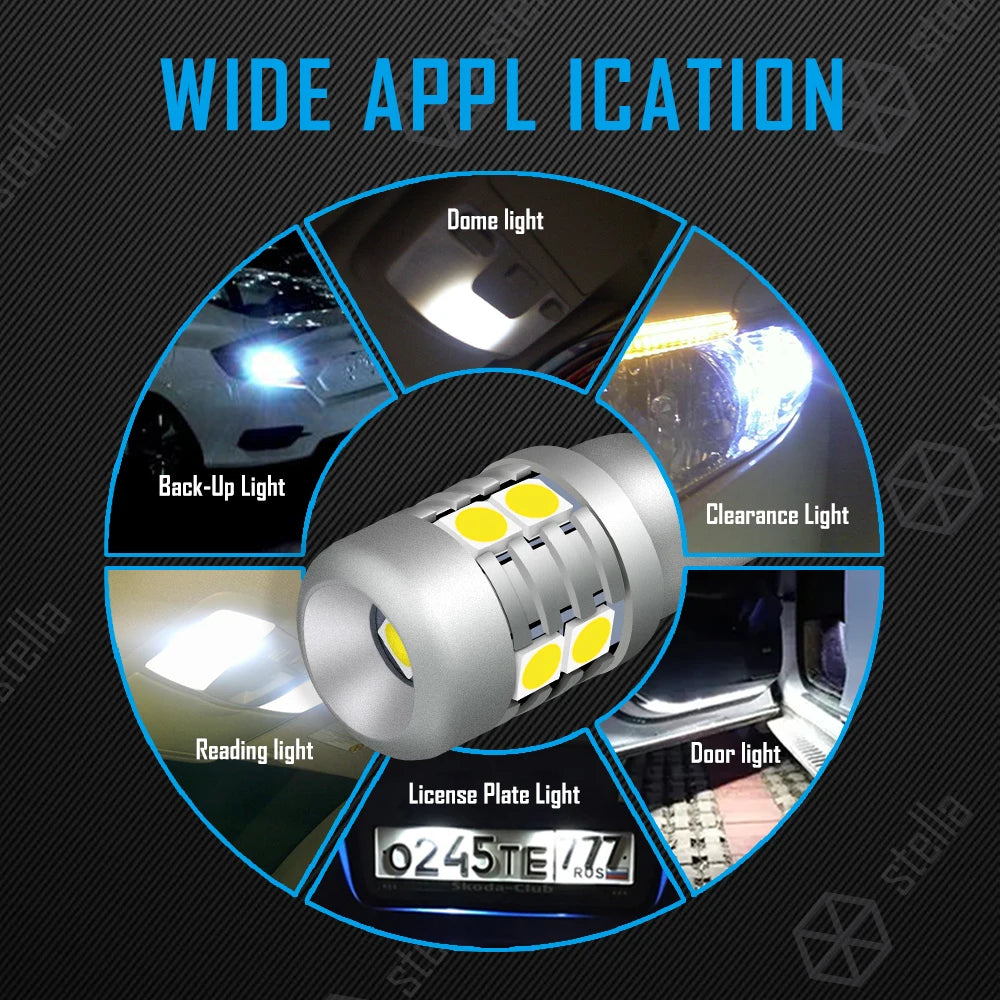 Stella 2pcs 9-46V T10 LED W5W 3000k Warm White 4300K Nature White 6000K Cold White High Bright Lamp Canbus Bulb 9SMD 3030 Chip